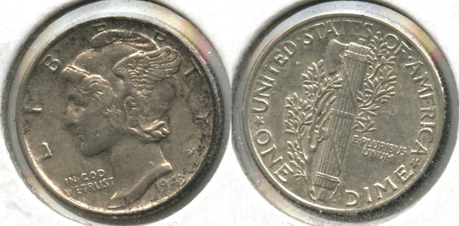 1943 Mercury Dime EF-40 #ad