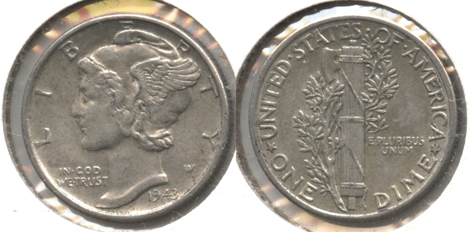 1943 Mercury Dime EF-40 #f