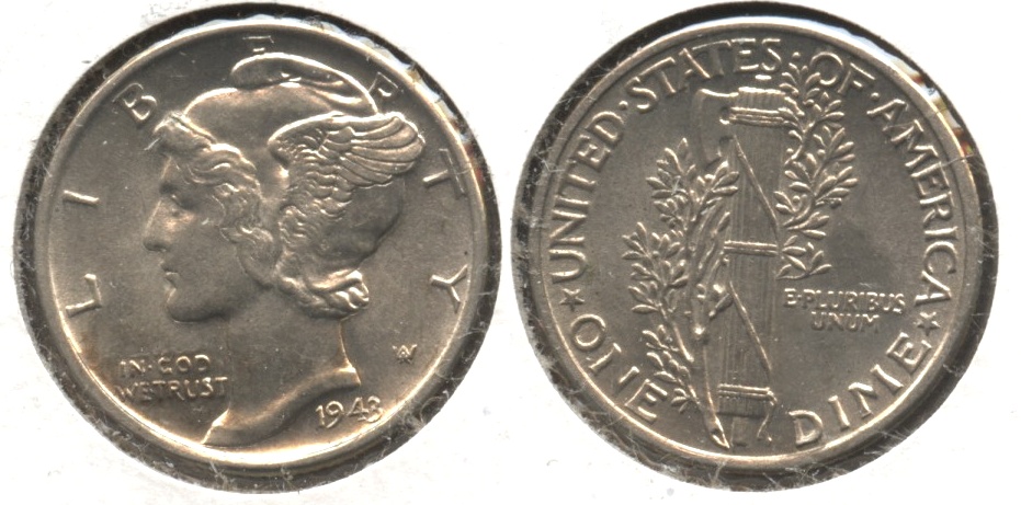 1943 Mercury Dime MS-60 #m
