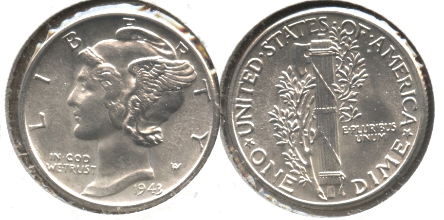 1943 Mercury Dime MS-60 #u