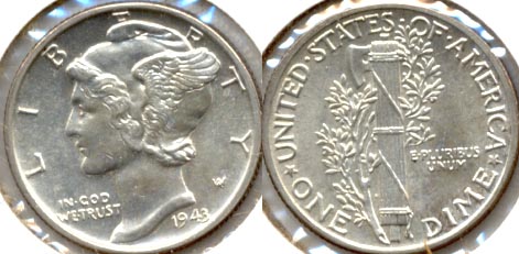 1943 Mercury Dime MS-63 a