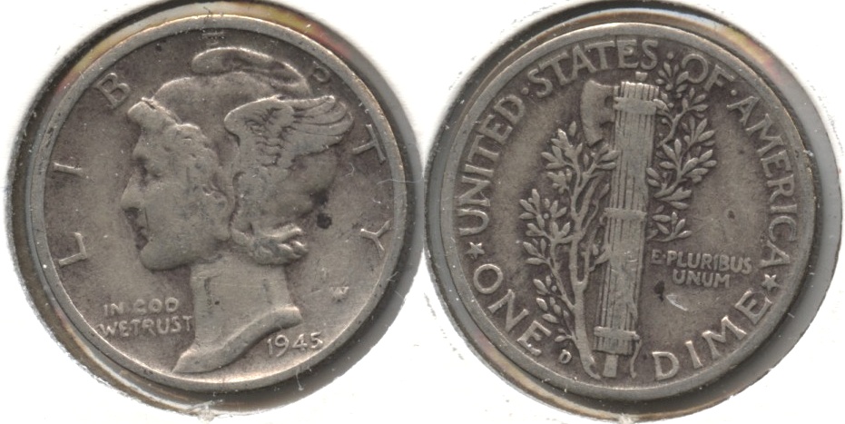 1945-D Mercury Dime Fine-15 #c