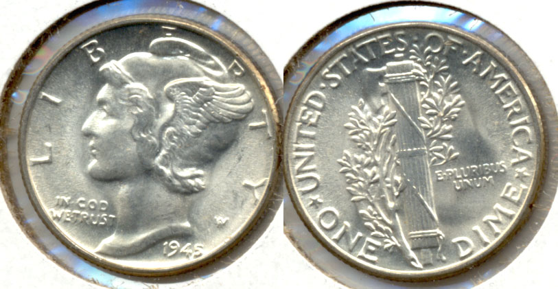 1945 Mercury Dime MS-63 r