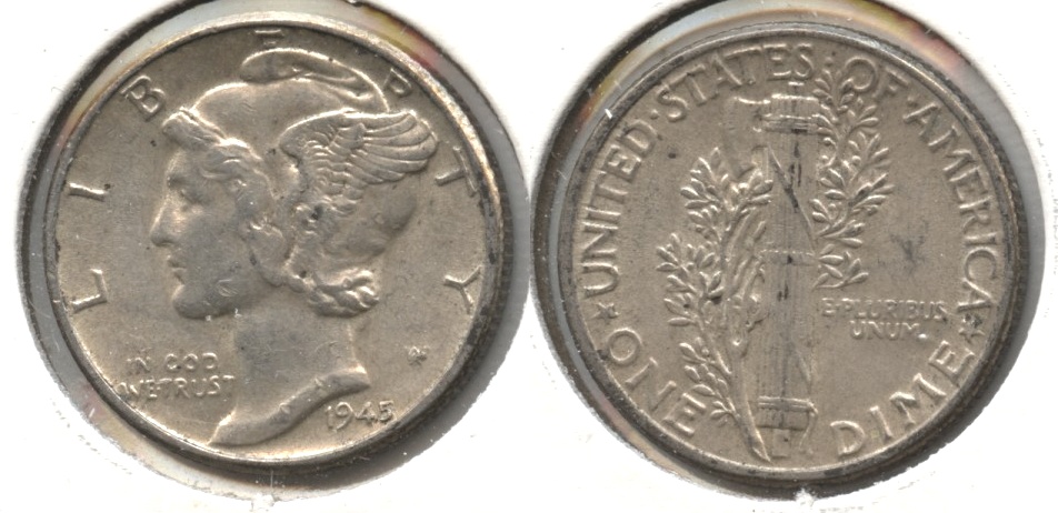 1945 Mercury Dime VF-30 #a