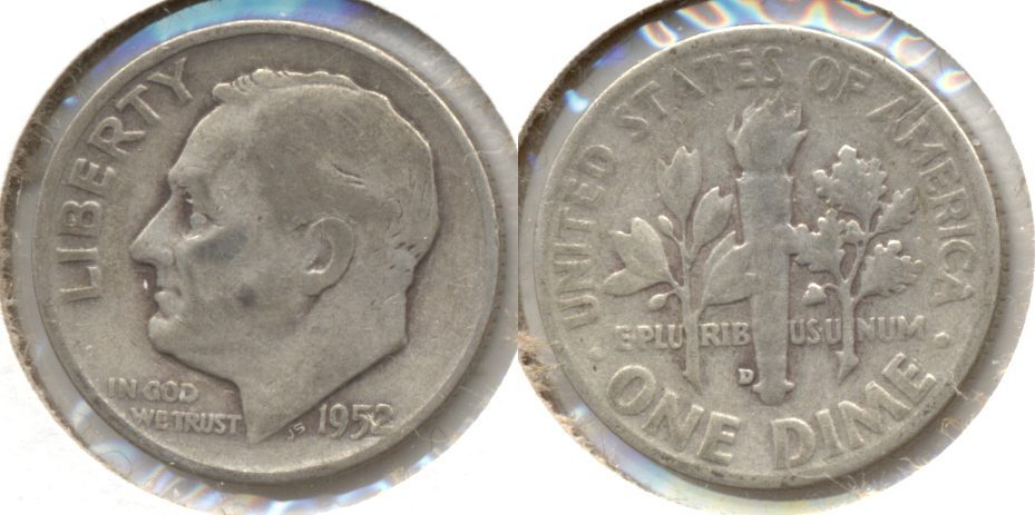 1952-D Roosevelt Dime Good-4