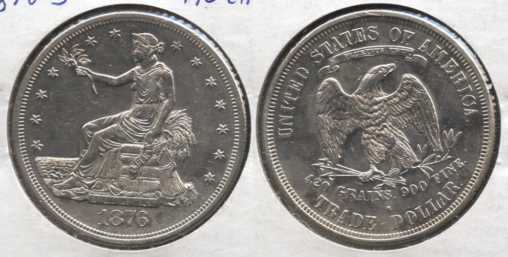 1876-S Trade Dollar AU-50 Cleaned