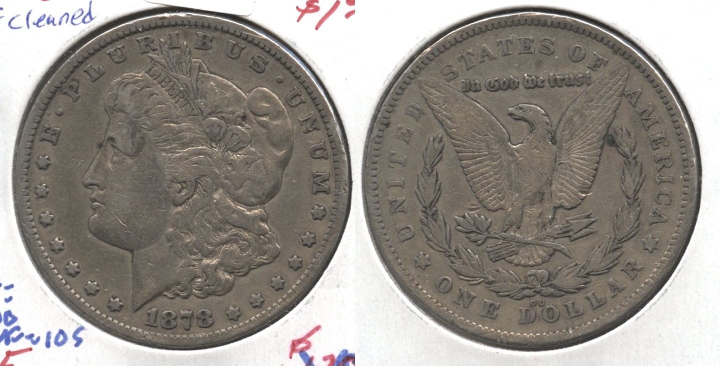 1878-CC Morgan Silver Dollar Fine-12 #e Cleaned