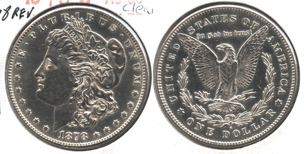 1878-S Morgan Silver Dollar AU-50 d Cleaned
