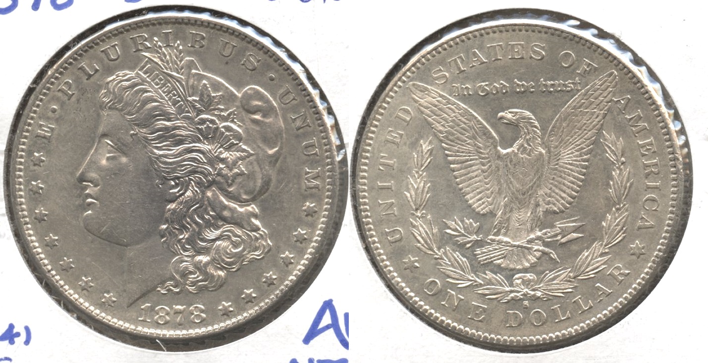 1878-S Morgan Silver Dollar AU-50 #r Cleaned