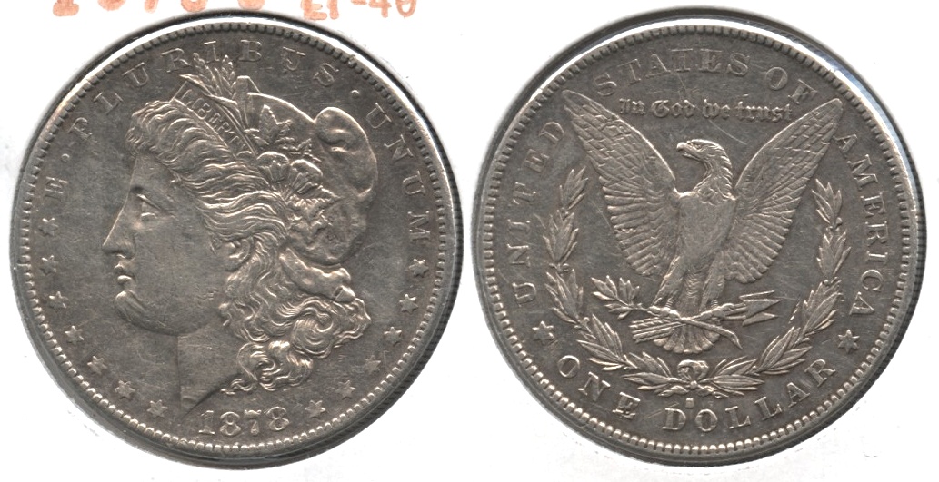 1878-S Morgan Silver Dollar EF-40 g Obverse Scratches