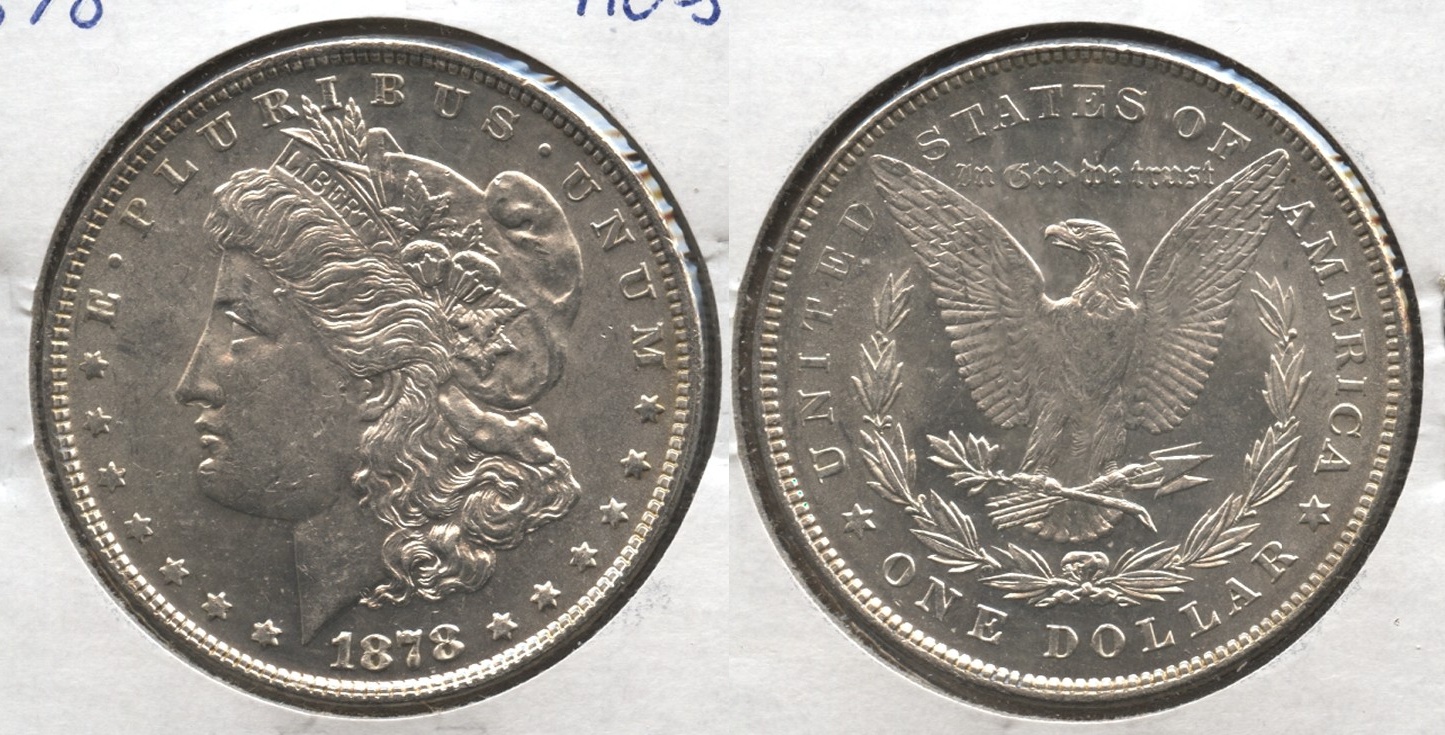 1878 Morgan Silver Dollar 7 over 8 Tailfeathers AU-55