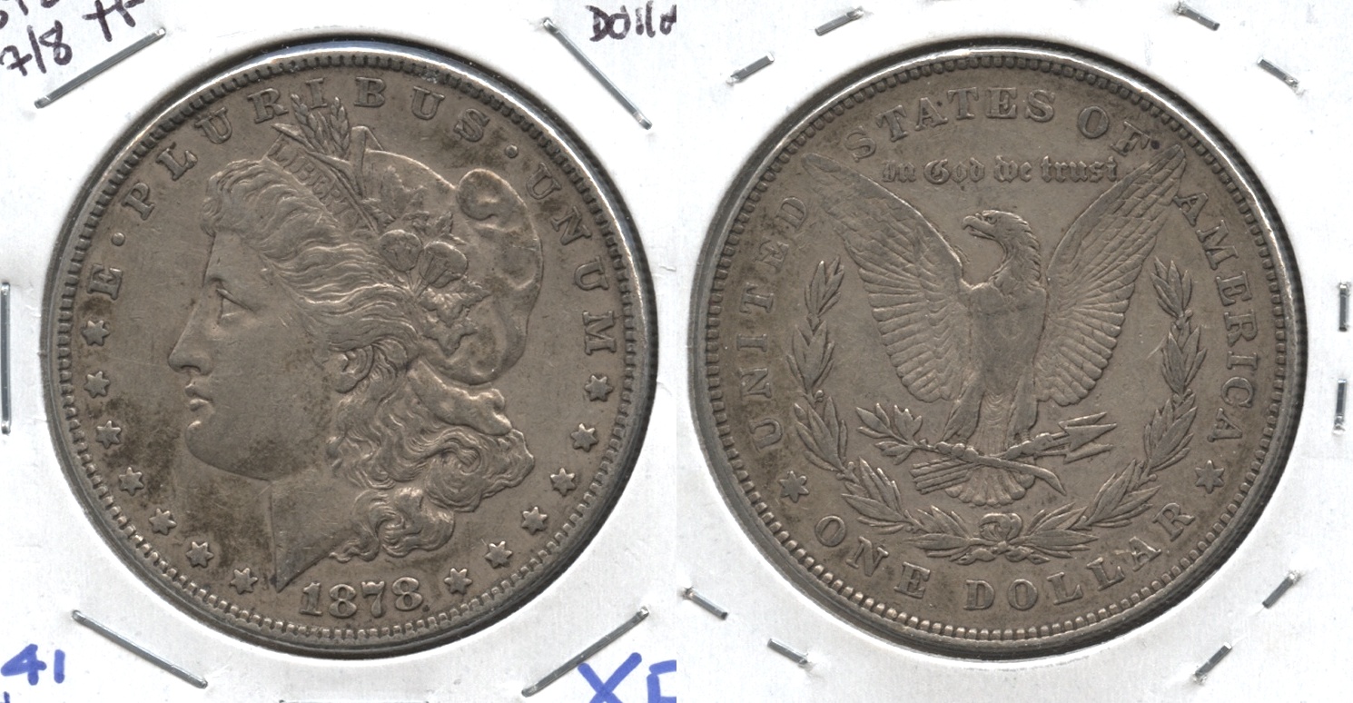 1878 Morgan Silver Dollar 7 over 8 Tailfeathers EF-40 #a VAM-39