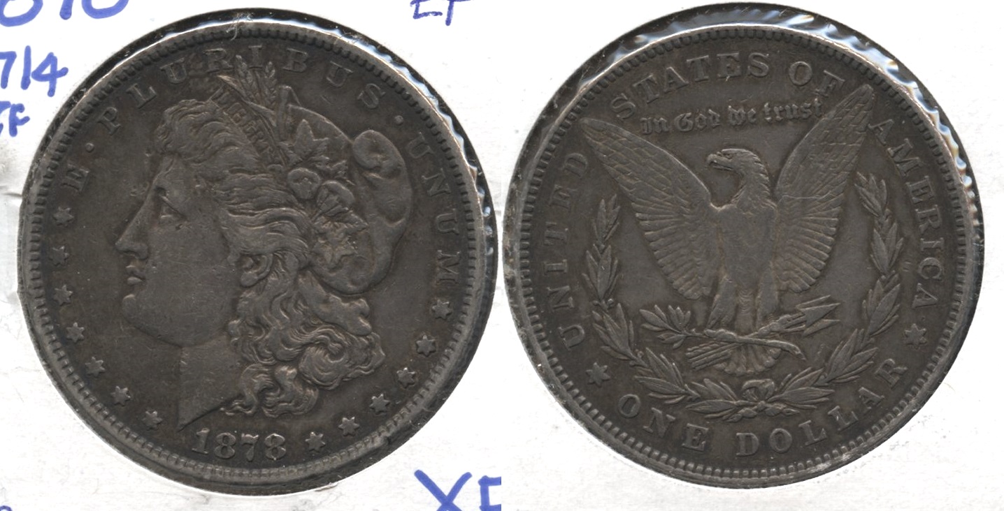 1878 Morgan Silver Dollar 7 over 8 Tailfeathers EF-40 #b