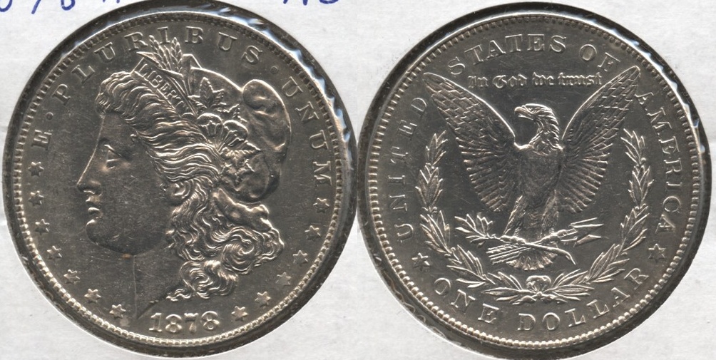 1878 Morgan Silver Dollar 7 Tailfeathers AU-50