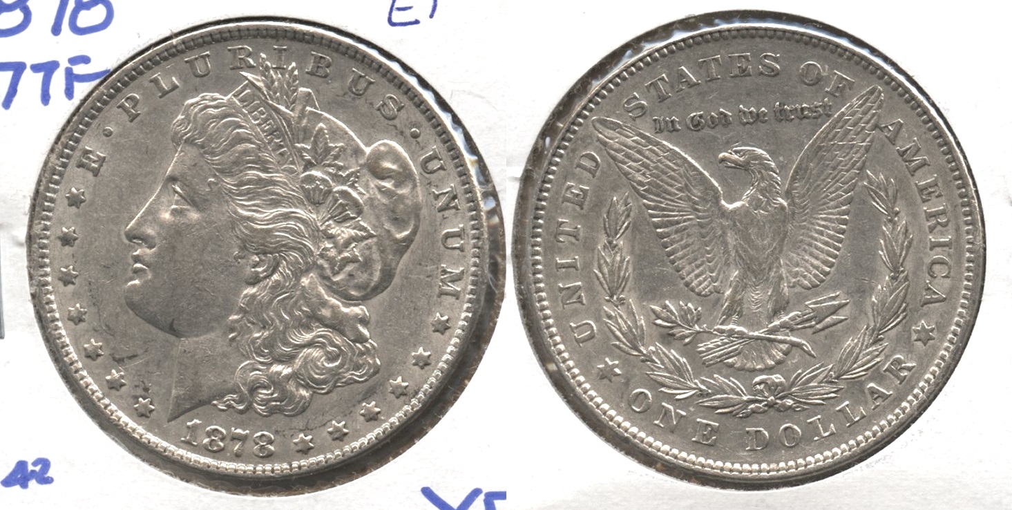 1878 Morgan Silver Dollar 7 Tailfeathers EF-40 #c