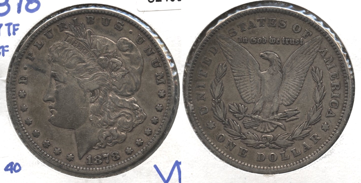 1878 Morgan Silver Dollar 7 Tailfeathers Fine-12