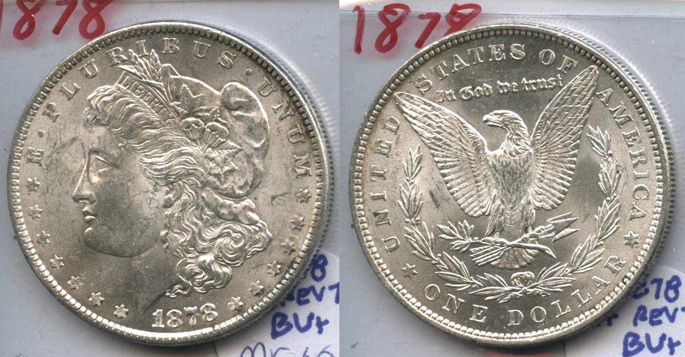 1878 Morgan Silver Dollar 7 Tailfeathers MS-60 #e