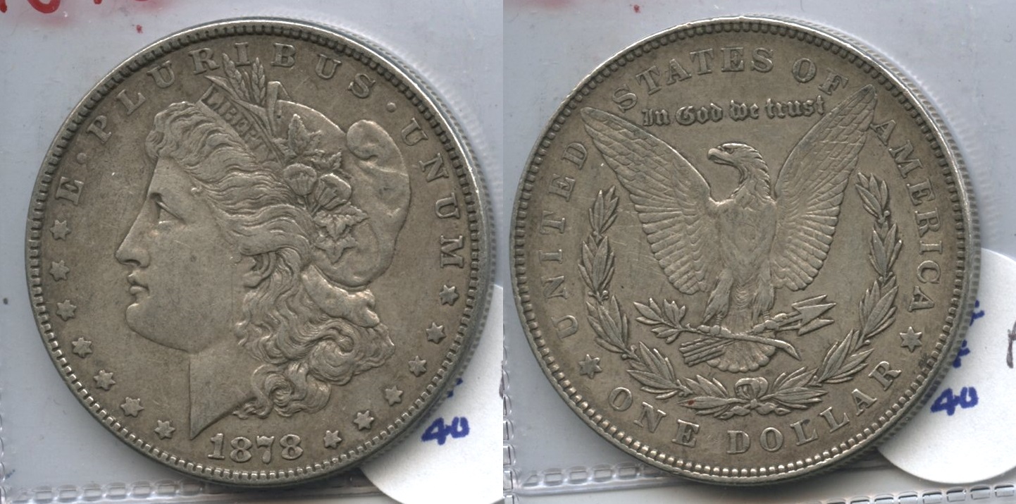 1878 Morgan Silver Dollar 7 Tailfeathers VF-20 #p
