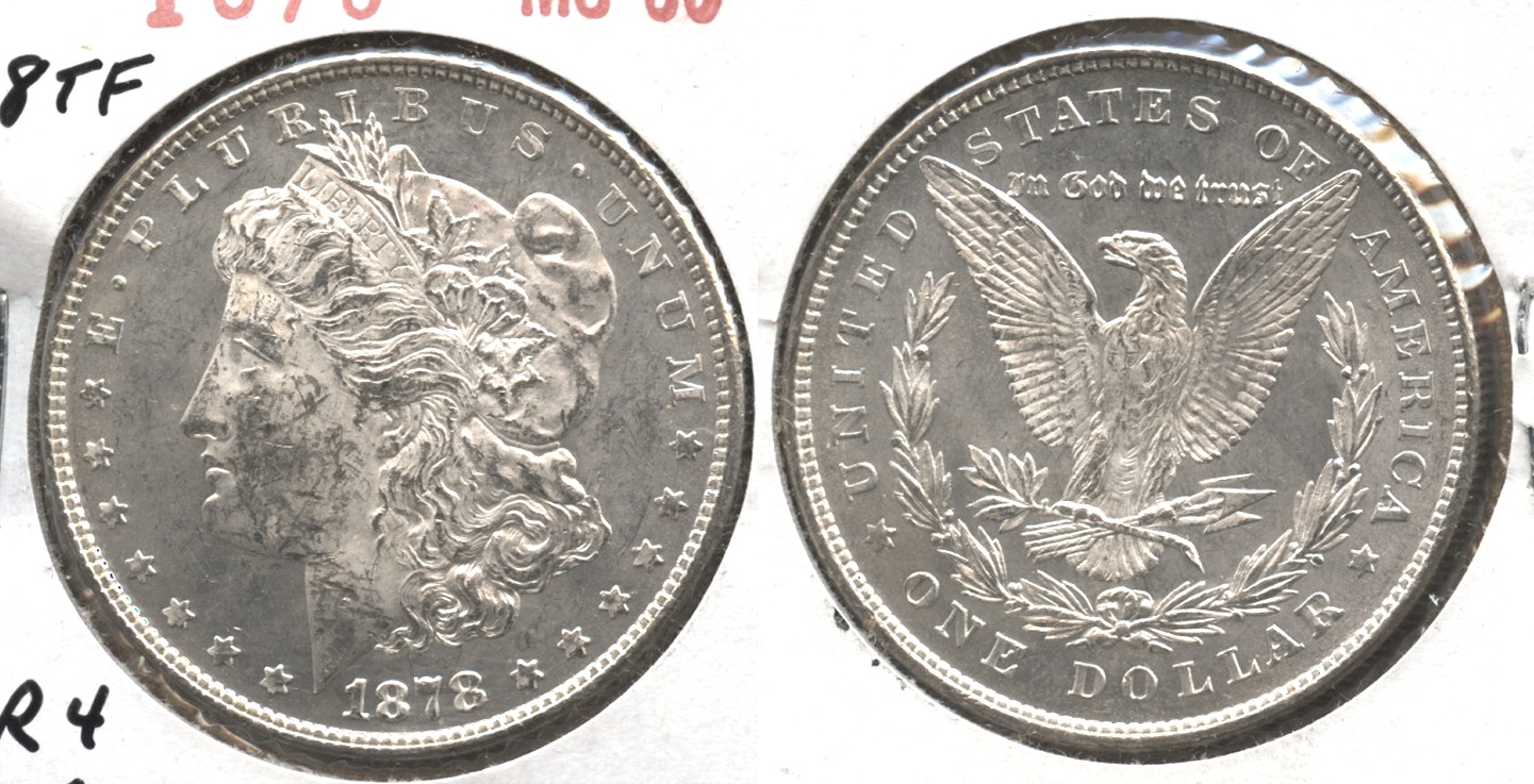 1878 Morgan Silver Dollar 8 Tailfeathers MS-60 #b VAM-1