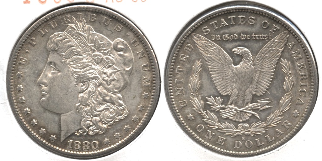 1880-S Morgan Silver Dollar AU-50 b