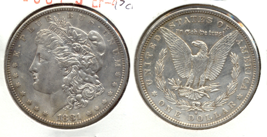 1881-S Morgan Silver Dollar EF-45 Cleaned