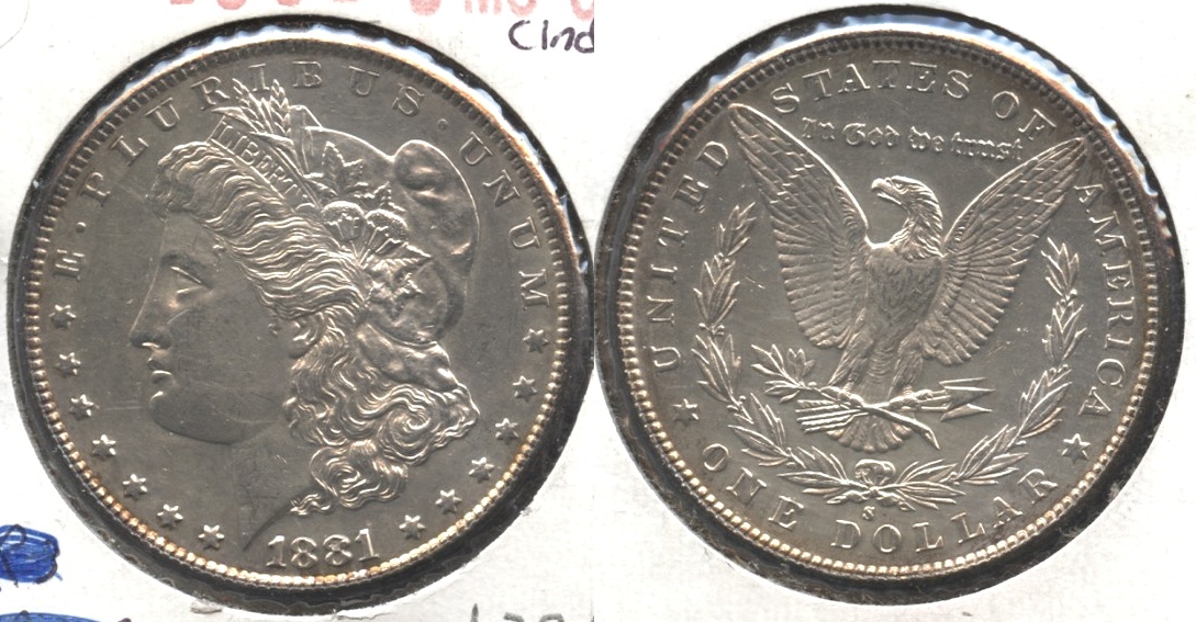 1881-S Morgan Silver Dollar MS-60 Cleaned #b