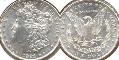 1881-S Morgan Silver Dollar MS-63 a