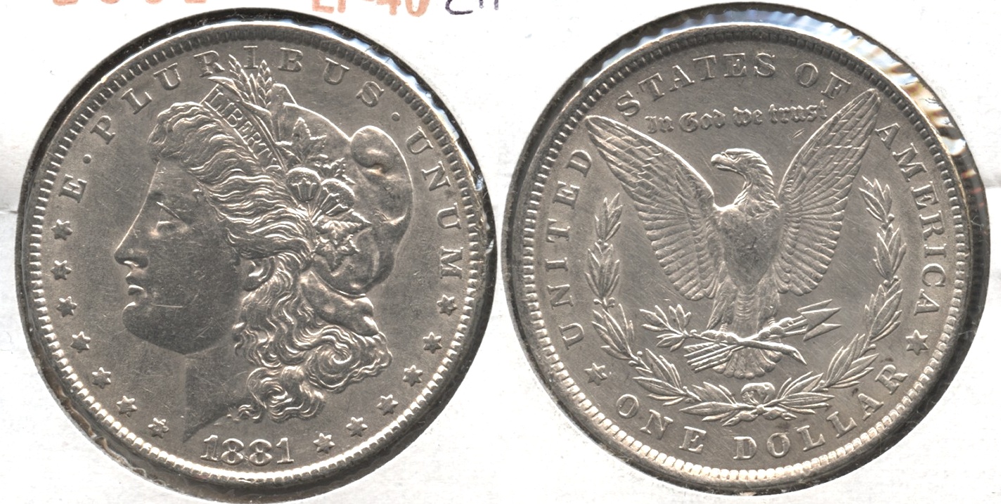 1881 Morgan Silver Dollar EF-40 #g Cleaned