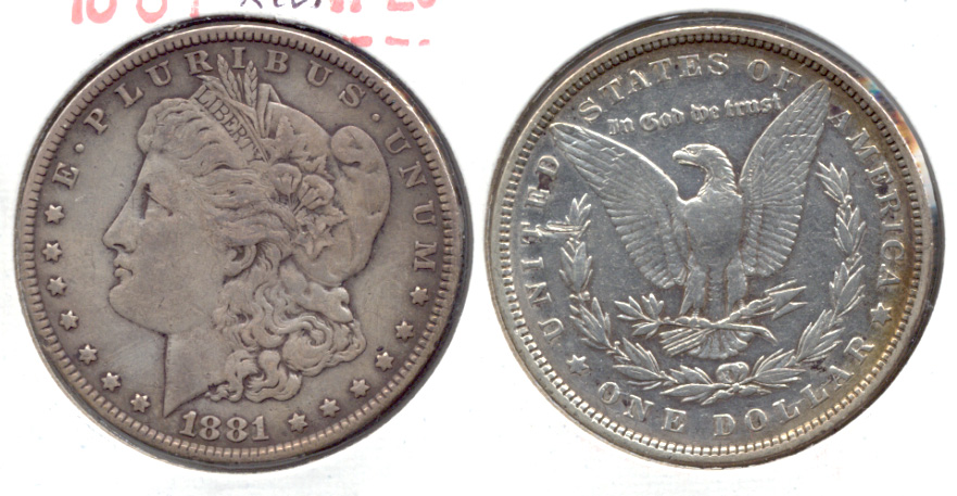 1881 Morgan Silver Dollar VF-20 Cleaned Reverse