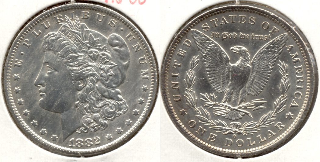 1882-O Morgan Silver Dollar AU-50 Cleaned