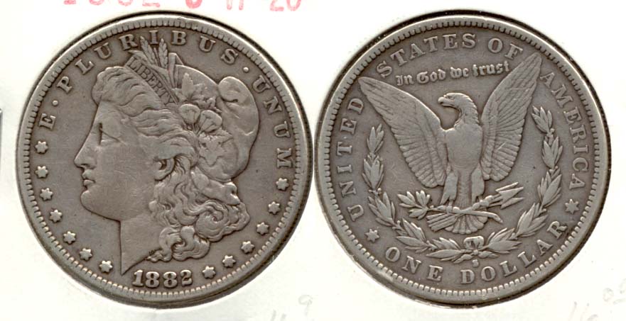 1882-S Morgan Silver Dollar VF-20 a