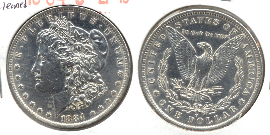 1884-O Morgan Silver Dollar AU-50 a Cleaned