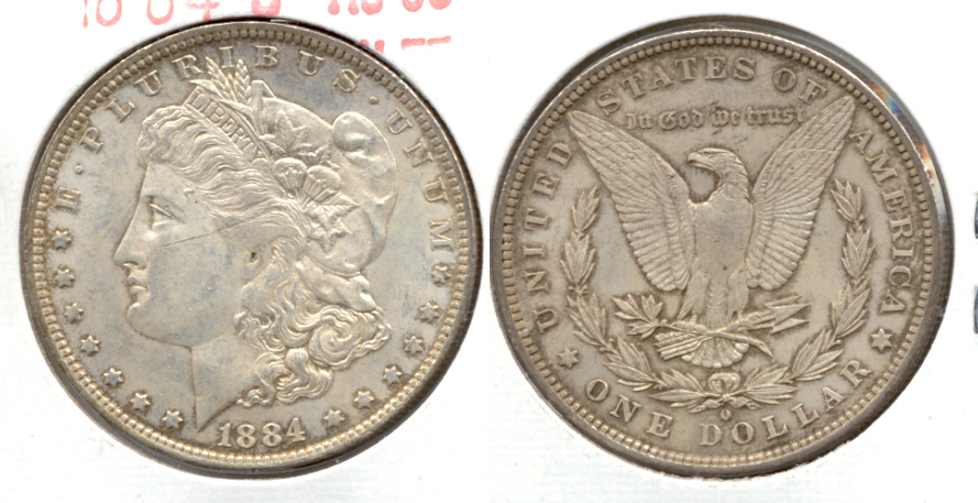 1884-O Morgan Silver Dollar AU-50 b