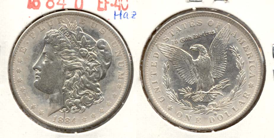 1884-O Morgan Silver Dollar EF-40 a Hazy