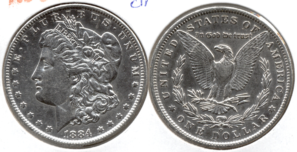 1884-O Morgan Silver Dollar EF-45 b Cleaned
