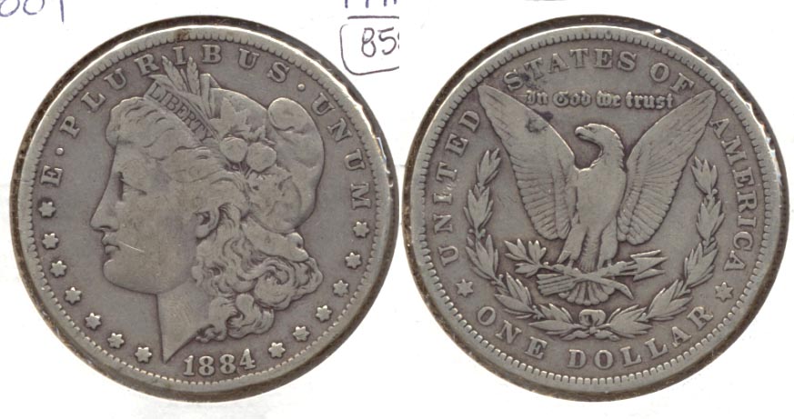 1884 Morgan Silver Dollar VG-8 a