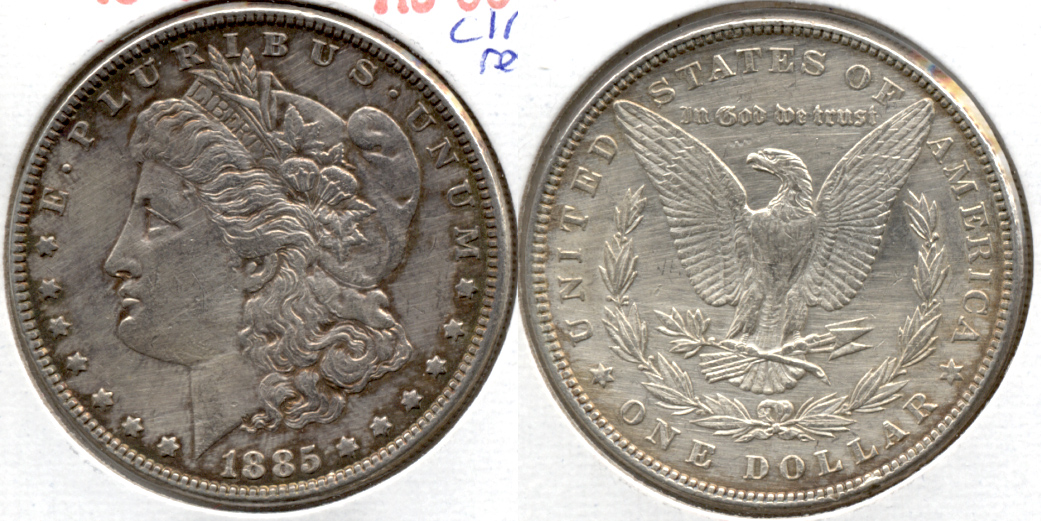 1885 Morgan Silver Dollar AU-50 k Cleaned Retoned