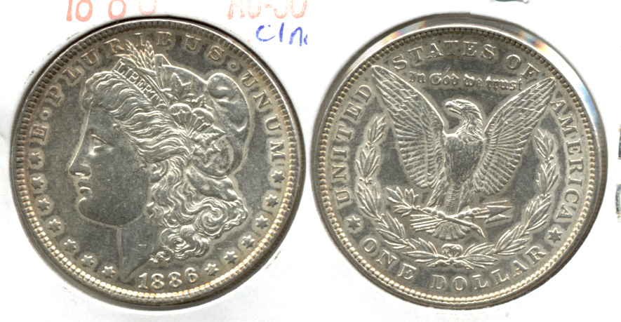 1886 Morgan Silver Dollar AU-50 b Cleaned