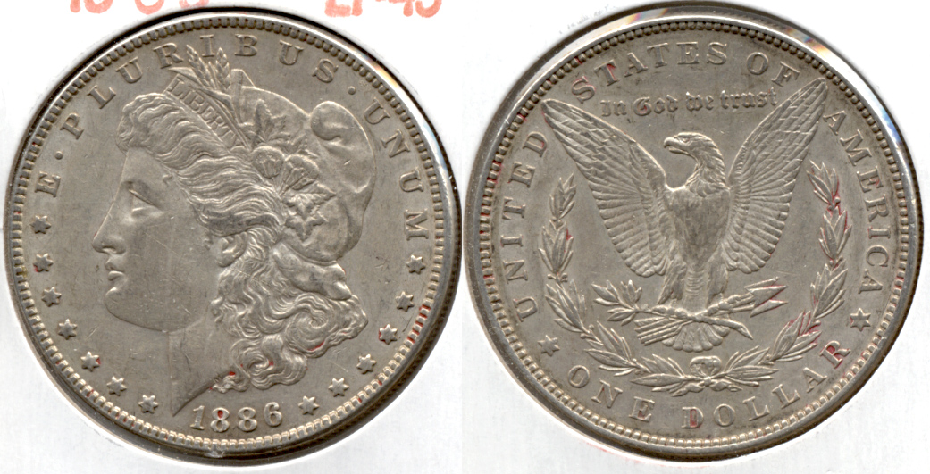 1886 Morgan Silver Dollar EF-45 n