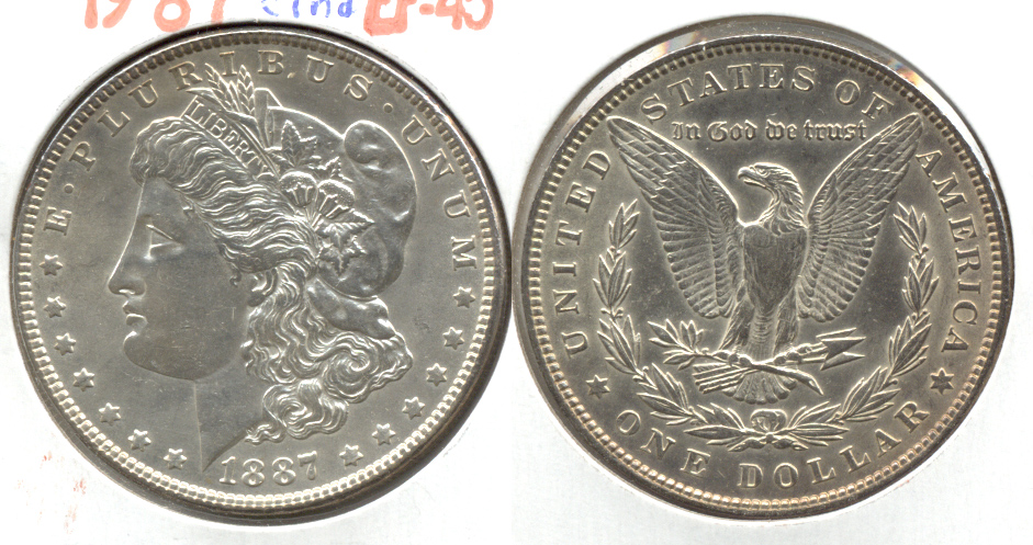1887 Morgan Silver Dollar AU-55 b Cleaned