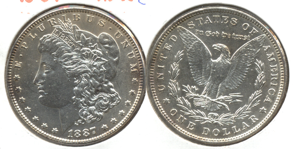 1887 Morgan Silver Dollar AU-55 d Cleaned