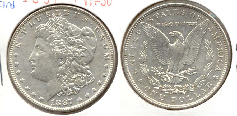 1887 Morgan Silver Dollar EF-40 a Cleaned