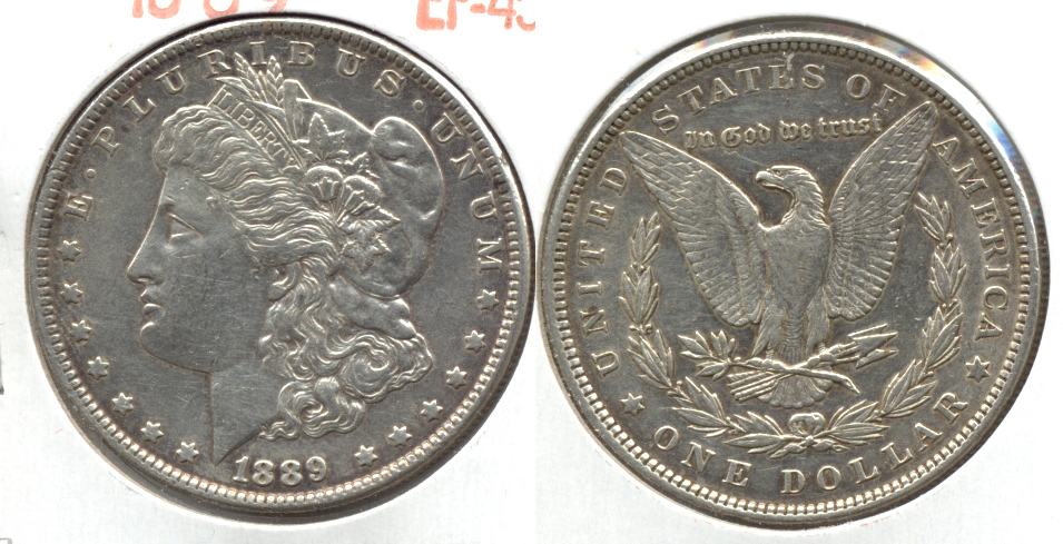 1889 Morgan Silver Dollar EF-45 p Cleaned