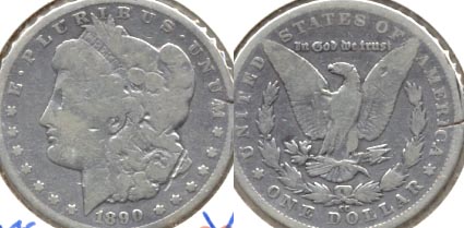 1890-CC Morgan Silver Dollar AG-3