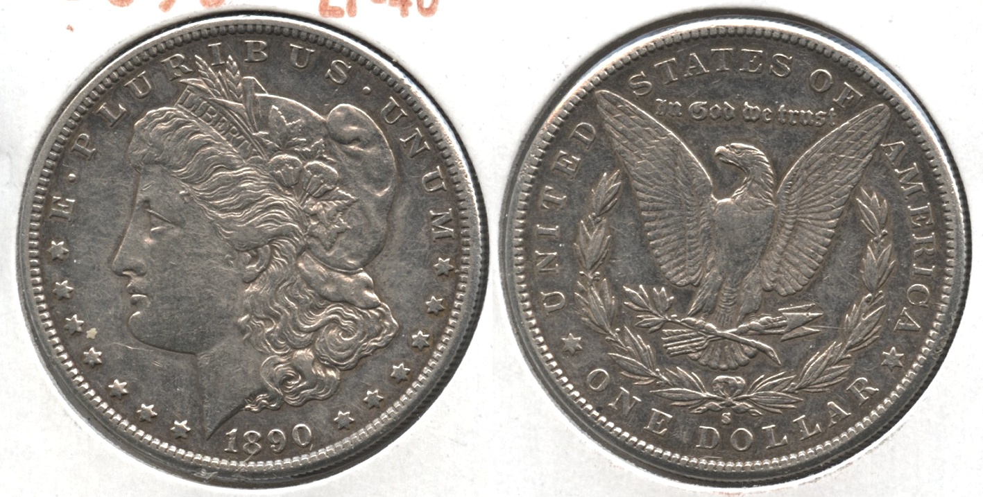 1890-S Morgan Silver Dollar EF-40 #m Cleaned