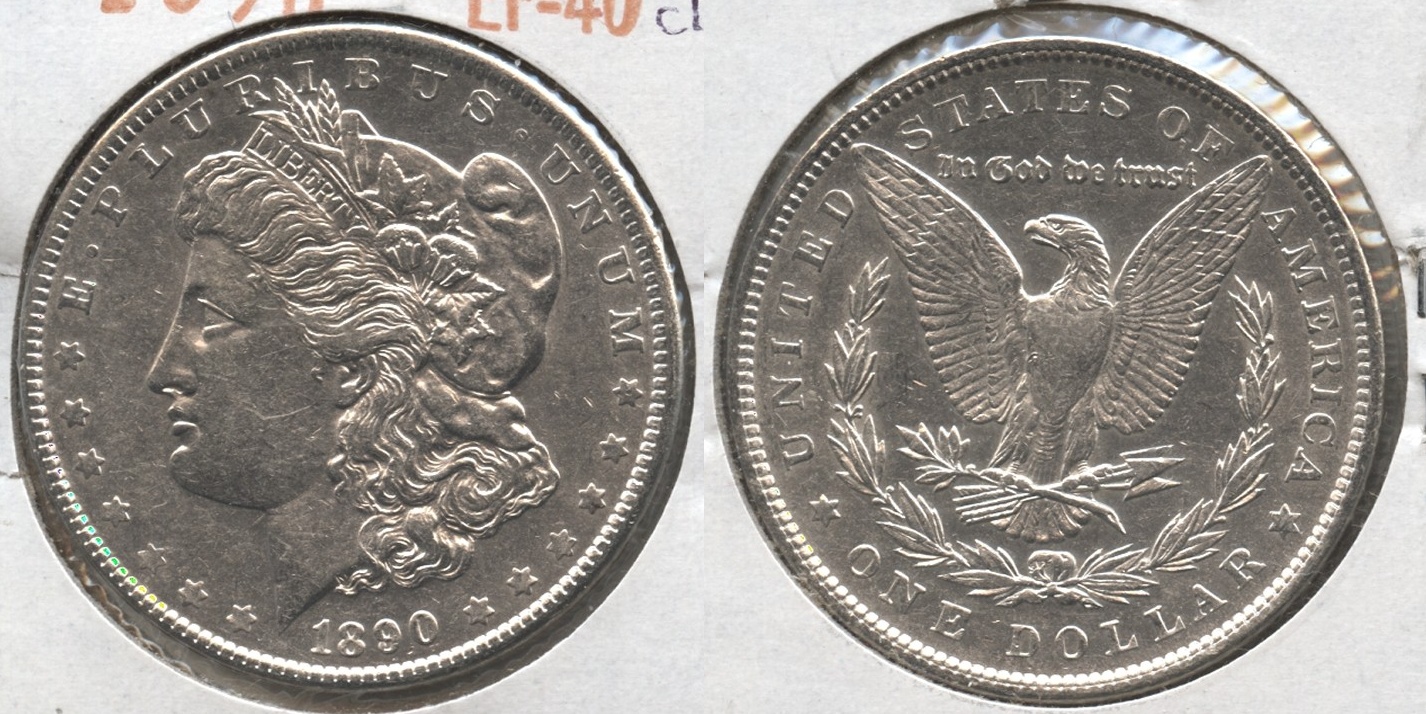 1890 Morgan Silver Dollar EF-40 #aj Lightly Cleaned