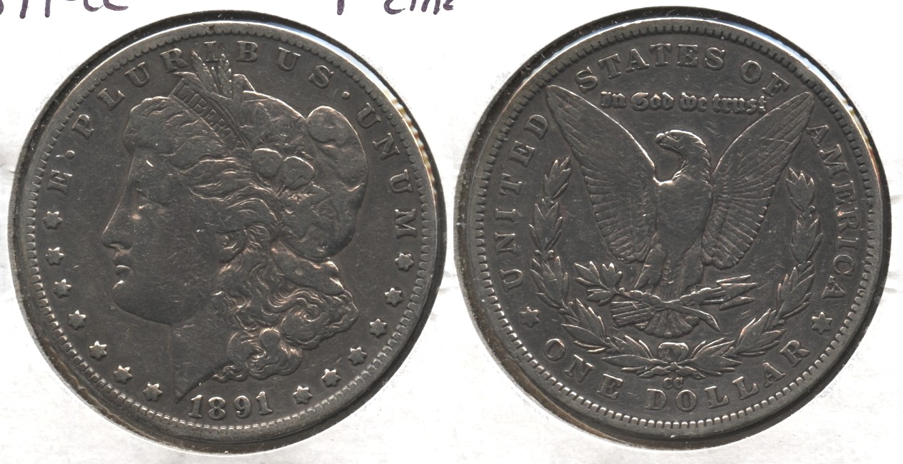 1891-CC Morgan Silver Dollar Fine-12 Cleaned