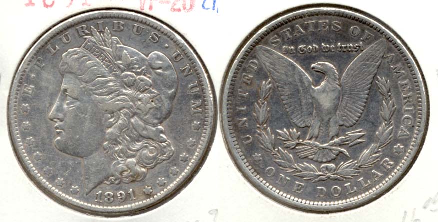 1891 Morgan Silver Dollar VF-20 b Cleaned