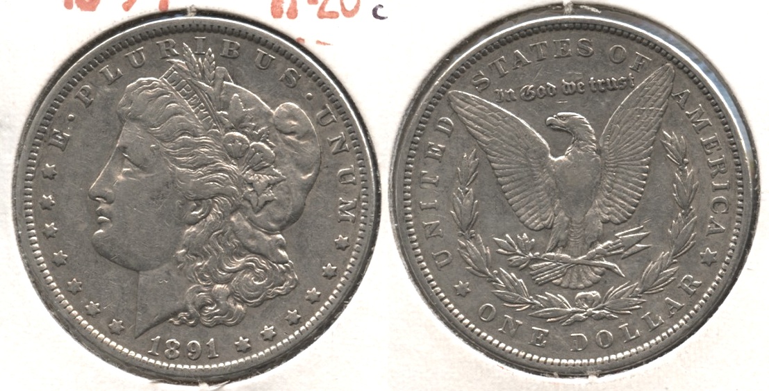 1891 Morgan Silver Dollar VF-20 #l Lightly Cleaned