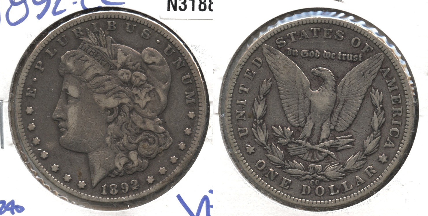 1892-CC Morgan Silver Dollar VF-20 #b
